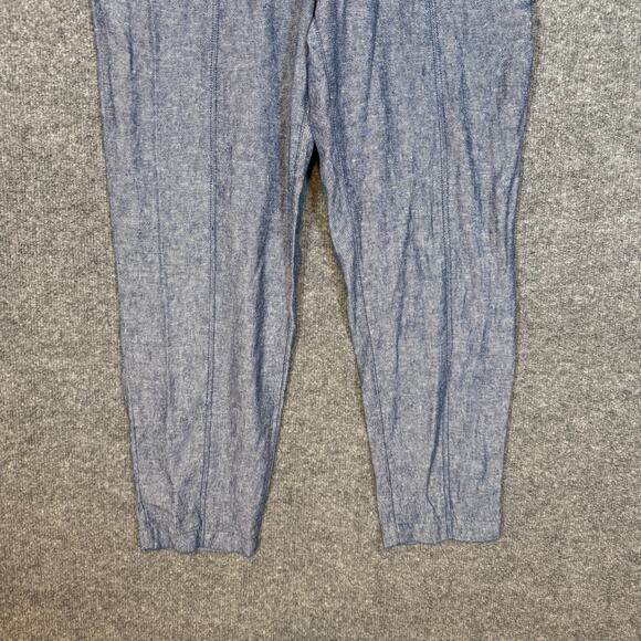 Old Navy Pants Womens Medium Blue Linen Blend Cropped Stretch Waist Boho - Picture 3 of 12